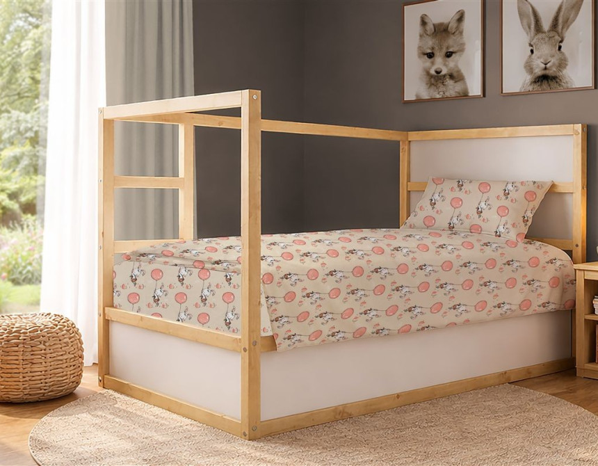 Παπλωματοθήκη Εμπριμέ kids Floating Bunny 714 160X240 Beige-Salmon 100% Cotton