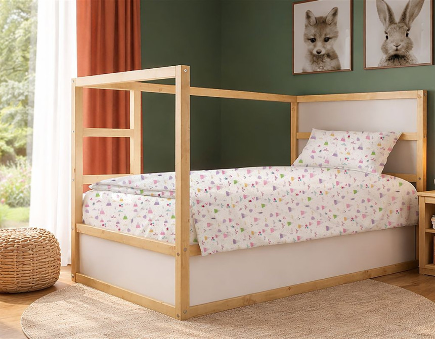 Παπλωματοθήκη Εμπριμέ kids Whimsical Mountainside 587 160X240 White-Pastel Lilac 100% Cotton