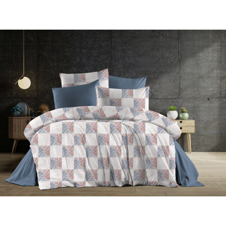 Παπλωματοθήκη Εμπριμέ Κλεοπάτρα 610 220X240 Blue-Red 70/30 Cott/Pol