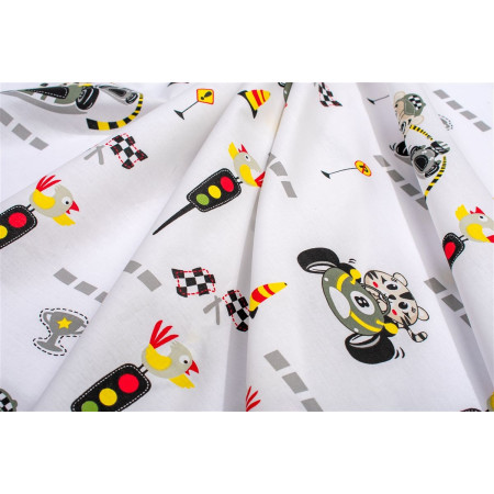 Σεντονάκι Λίκνου bebe Animal Grand Prix 590 80X110 White-Olive 100% Cotton