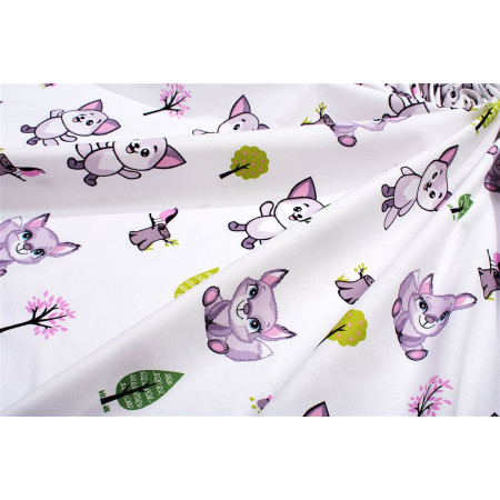 Σεντονάκι Λίκνου bebe Baby Foxes 594 80X110 White-Pastel Lilac 100% Cotton