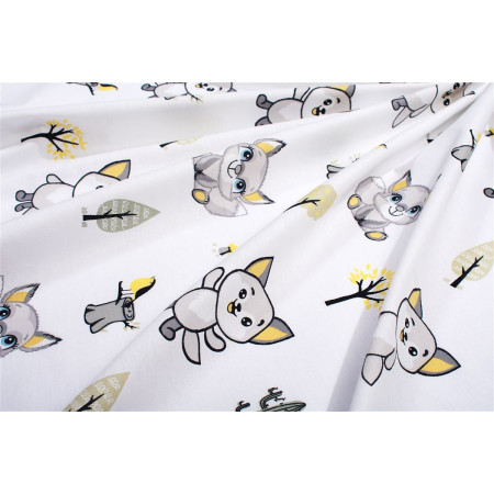 Σεντονάκι Λίκνου bebe Baby Foxes 595 80X110 White-Grey 100% Cotton