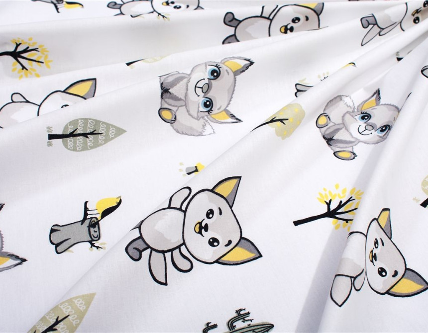 Σεντονάκι Λίκνου bebe Baby Foxes 595 80X110 White-Grey 100% Cotton