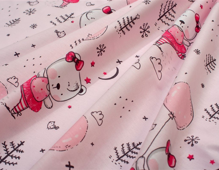 Σεντονάκι Λίκνου bebe Ballerina Bear 598 80X110 Pink 100% Cotton