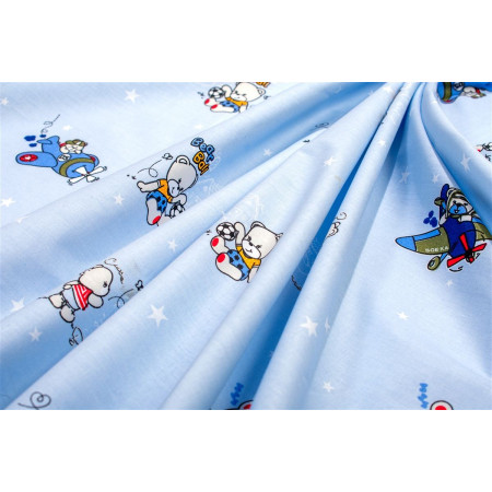 Σεντονάκι Λίκνου bebe Bear's Playtime 591 80X110 Sky Blue 100% Cotton