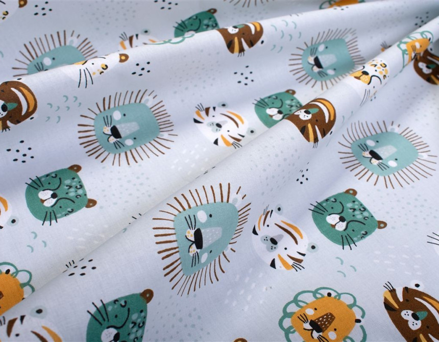 Σεντονάκι Λίκνου bebe Big Cats 28 80X110 Light Aqua 100% Cotton