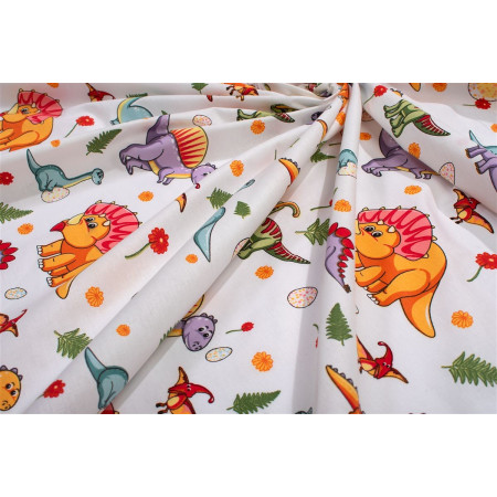 Σεντονάκι Λίκνου bebe Dinosaur 520 80x110 White-Orange 100% Cotton
