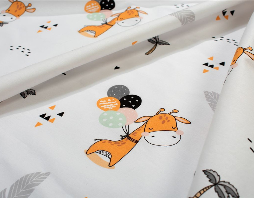 Σεντονάκι Λίκνου bebe Giraffe 599 80X110 White-Orange 100% Cotton