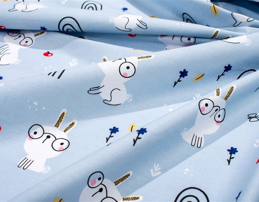 Σεντονάκι Λίκνου bebe Rabbit Garden 584 80X110 Sky Blue 100% Cotton