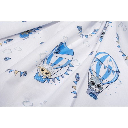 Σεντονάκι Λίκνου bebe The Floating Zoo 596 80X110 White-Blue 100% Cotton
