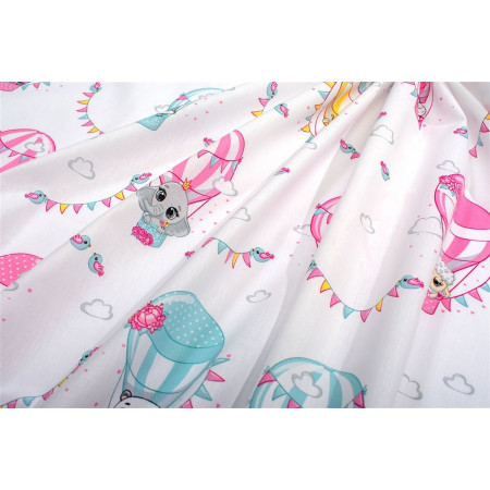 Σεντονάκι Λίκνου bebe The Floating Zoo 597 80X110 White-Pink 100% Cotton
