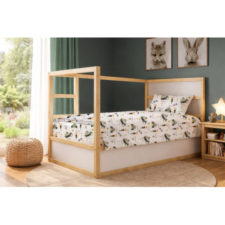 Σεντόνια Εμπριμέ Σετ 2 τεμ kids Animal Grand Prix 590 160X240 White-Olive 100% Cotton