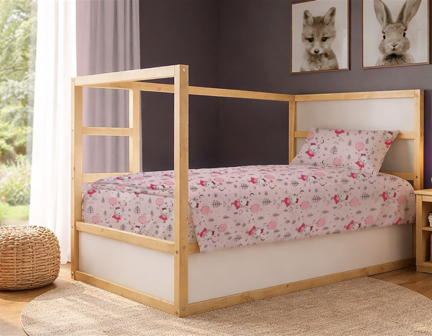 Σεντόνια Εμπριμέ Σετ 2 τεμ kids Ballerina Bear 598 160X240 Pink 100% Cotton