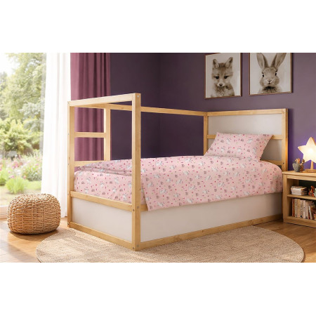 Σεντόνια Εμπριμέ Σετ 2 τεμ kids Rabbit Garden 585 160X240 Pink 100% Cotton