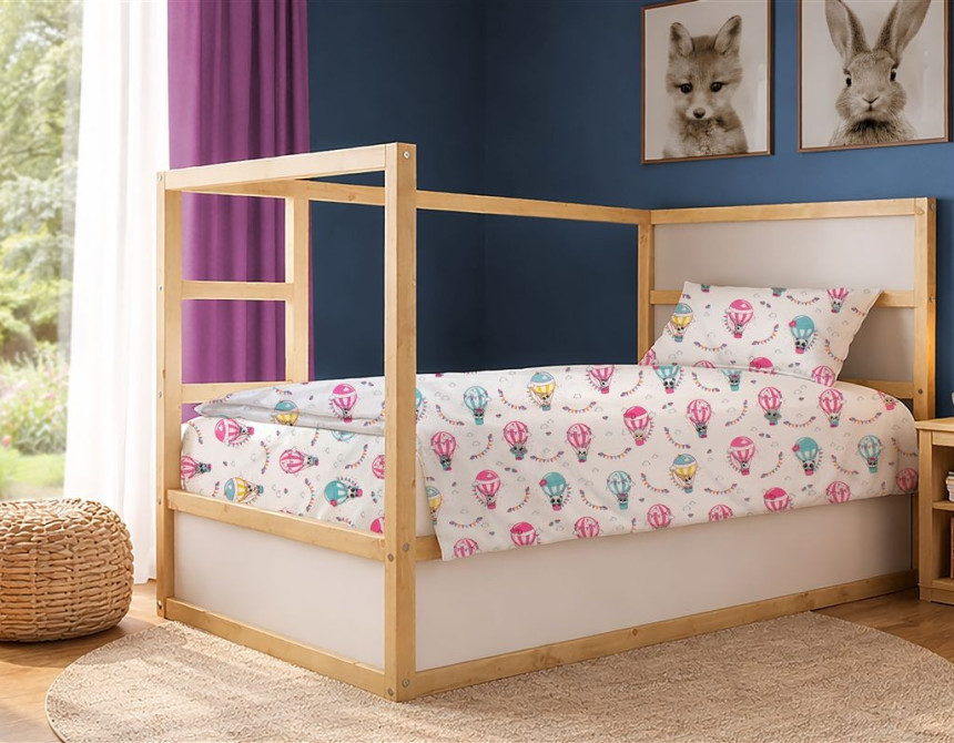 Σεντόνια Εμπριμέ Σετ 2 τεμ kids The Floating Zoo 597 160X240 White-Pink 100% Cotton