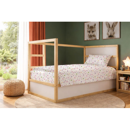 Σεντόνια Εμπριμέ Σετ 2 τεμ kids Whimsical Mountainside 587 160X240 White-Pastel Lilac 100% Cotton