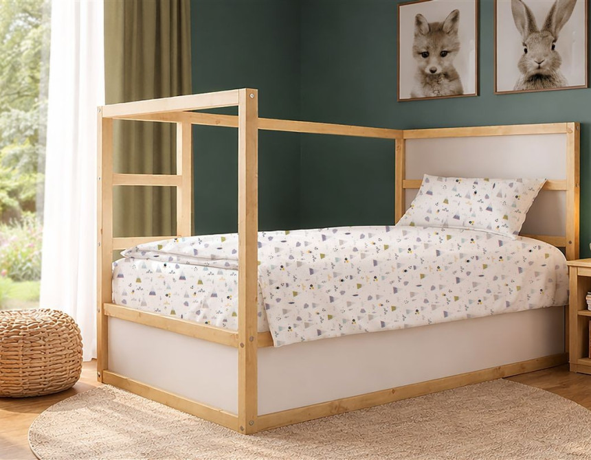 Σεντόνια Εμπριμέ Σετ 2 τεμ kids Whimsical Mountainside 588 160X240 White-Grey 100% Cotton