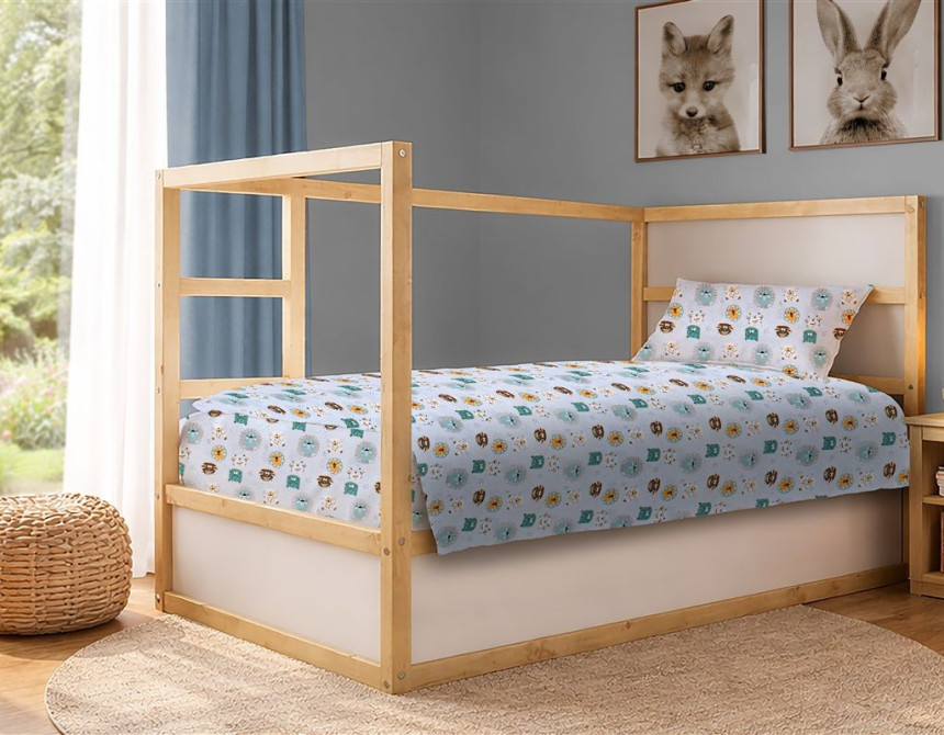 Σεντόνια Εμπριμέ Σετ 3 τεμ kids Big Cats 28 160X240 Light Aqua 100% Cotton
