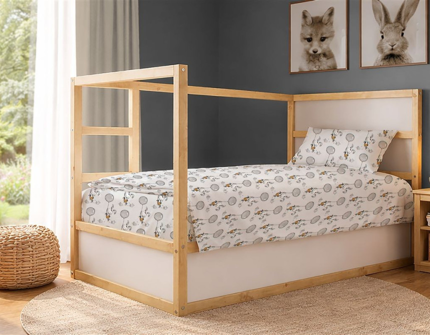 Σεντόνια Εμπριμέ Σετ 3 τεμ kids Floating Bunny 715 160X240 Grey 100% Cotton