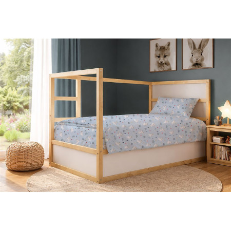 Σεντόνια Εμπριμέ Σετ 3 τεμ kids Rabbit Garden 584 160X240 Sky Blue 100% Cotton