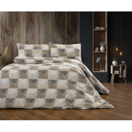 Σεντόνια Εμπριμέ Σετ 3 τεμ Κλεοπάτρα 609 160X240 Beige-Black 70/30 Cott/Pol