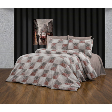 Σεντόνια Εμπριμέ Σετ 3 τεμ Κλεοπάτρα 611 160X240 Red-Black 70/30 Cott/Pol
