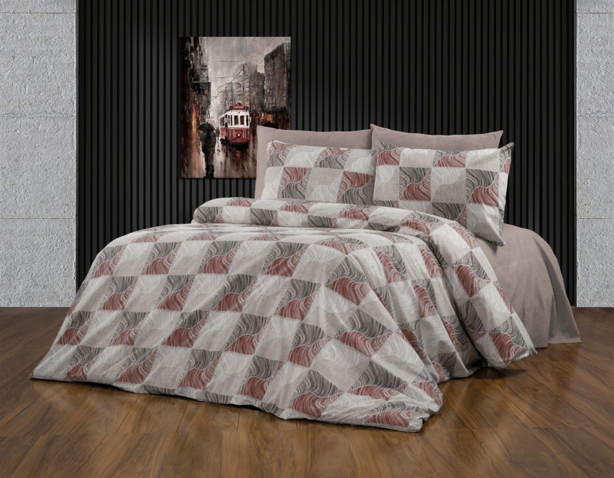 Σεντόνια Εμπριμέ Σετ 4 τεμ Κλεοπάτρα 611 240X270 Red-Black 70/30 Cott/Pol