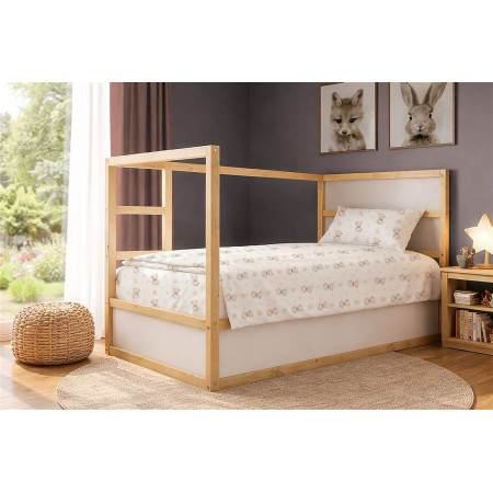 Παπλωματοθήκη Εμπριμέ kids Newborn Bear 716 160x240 White-Beige 100% Cotton