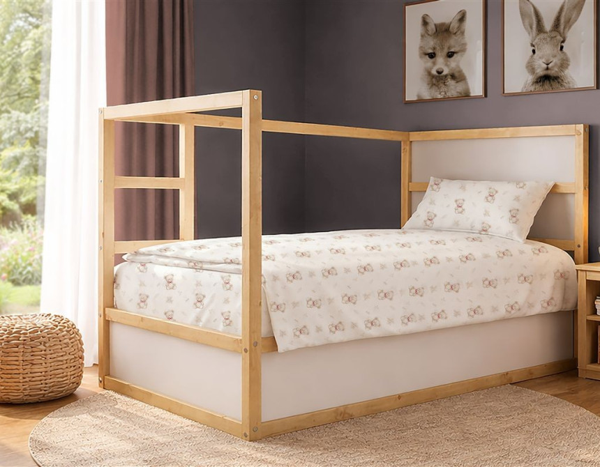 Παπλωματοθήκη Εμπριμέ kids Newborn Bear 716 160x240 White-Beige 100% Cotton