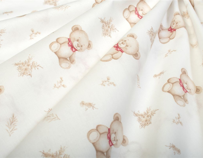 Σεντονάκι Λίκνου bebe Newborn Bear 716 80x110 White-Beige 100% Cotton