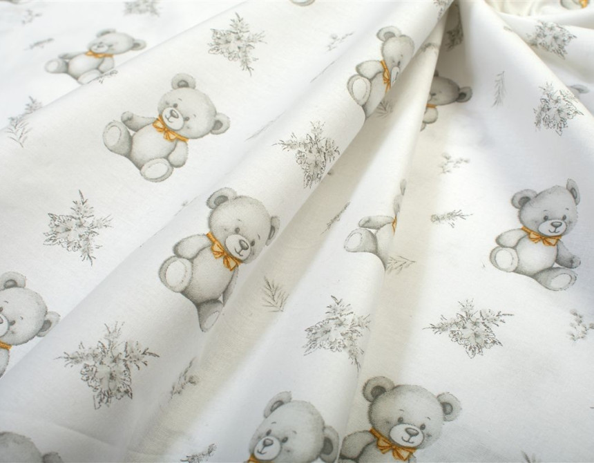 Σεντονάκι Λίκνου bebe Newborn Bear 717 80x110 White-Grey 100% Cotton