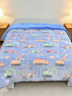 Κουβερτοπάπλωμα φωσφορίζον Bulldozer 175x225 Blue 100% Polyester
