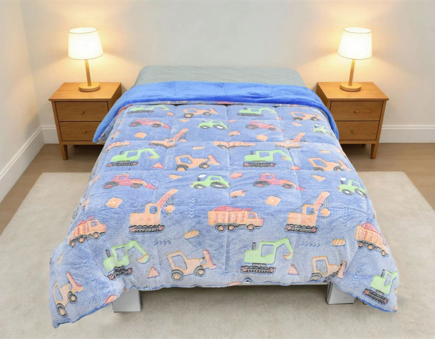 Κουβερτοπάπλωμα φωσφορίζον Bulldozer 175x225 Blue 100% Polyester