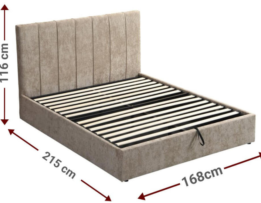Επενδυμένο κρεβάτι Denzel-Xaki-160x200-Lift-Storage
