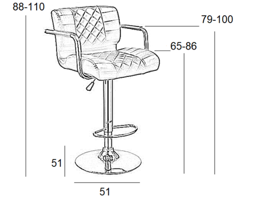 Σκαμπό Μπαρ 2τμχ Bar83 Μαύρο Pu 51x51x110εκ.