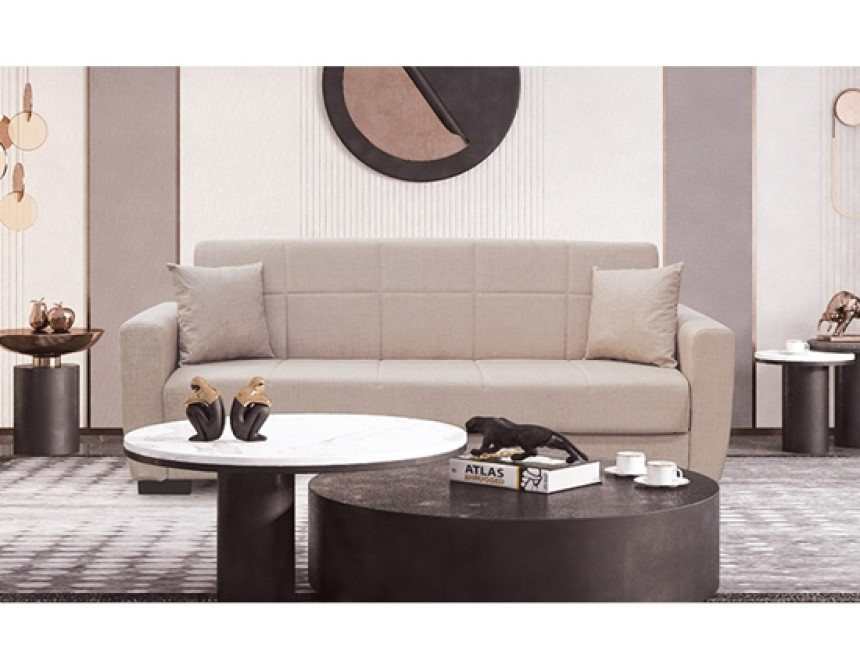 ANIMA LIGHT BROWN ΥΦΑΣΜΑ 3ΘΕΣΙΟΣ ΚΑΝΑΠΕΣ/ΚΡΕΒΑΤΙ ΜΕ ΑΠΟΘ.ΧΩΡΟ 210X80εκ.