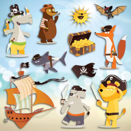 Pirates αυτοκόλλητα 3 επιπέδων M (14502)