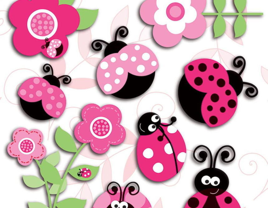 Pink Ladybugs αυτοκόλλητα 3 επιπέδων M (14506)