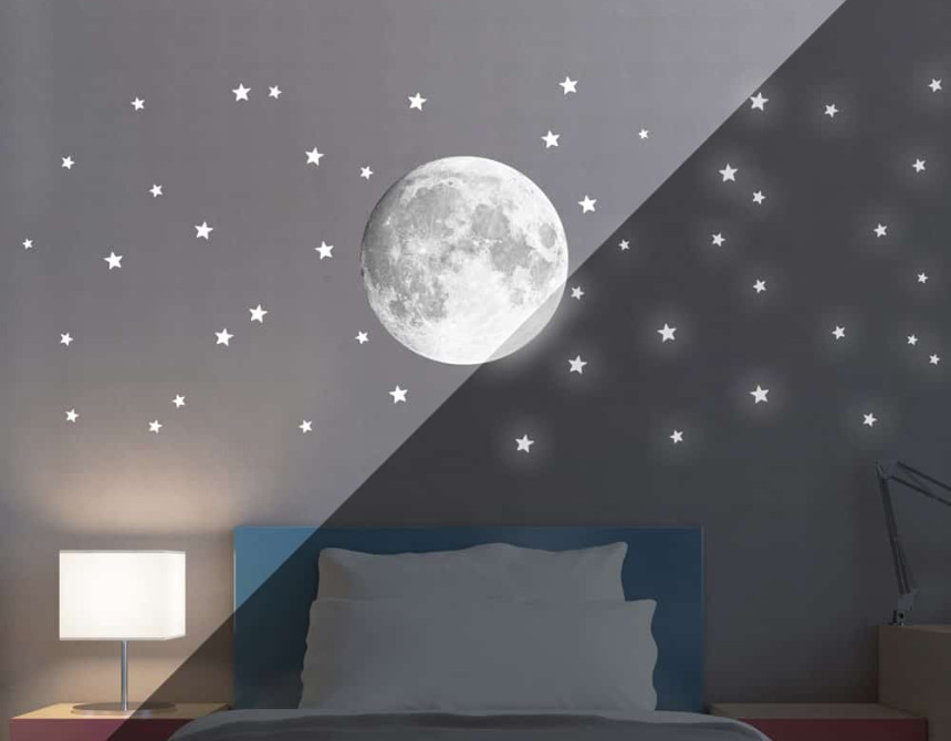 Moon φωσφορίζοντα αυτοκόλλητα τοίχου L (18112)