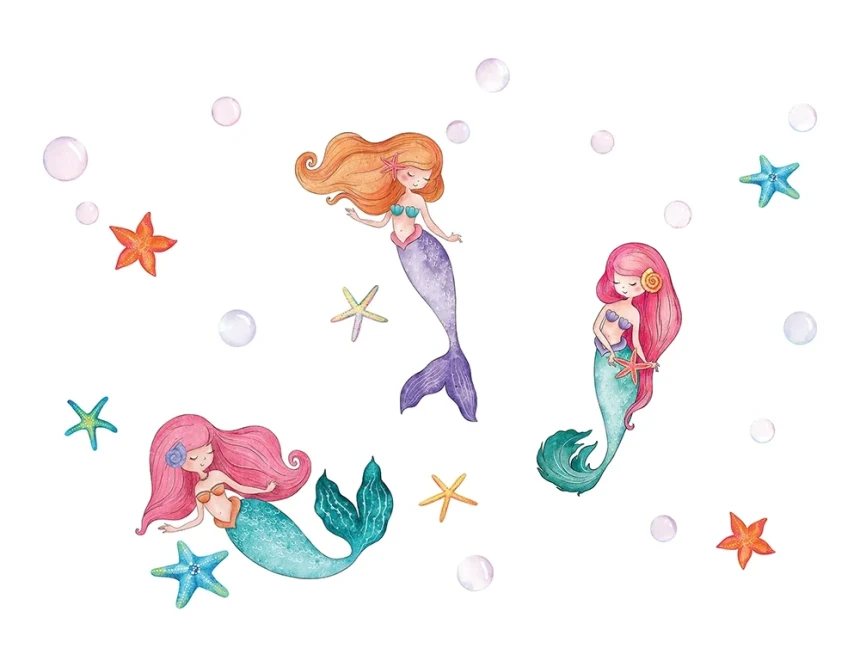 Mermaids αυτοκόλλητα τοίχου L (18119)