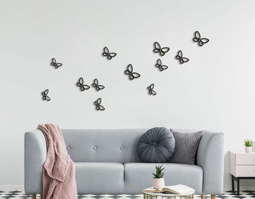 Black Metal Butterflies 3D (24007)