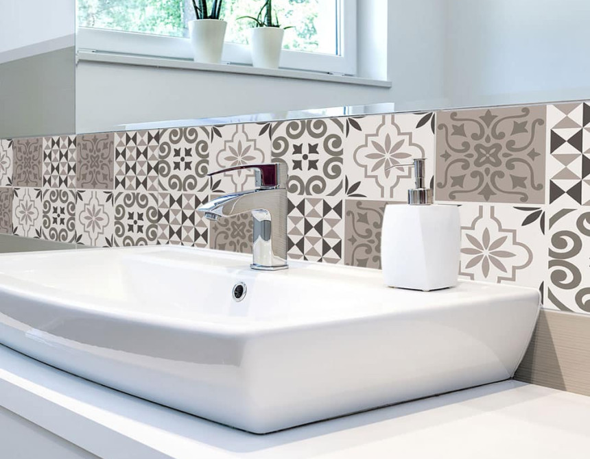 Tile Cover Brown πλακάκια διακόσμησης τοίχων κουζίνας & μπάνιου (31219)