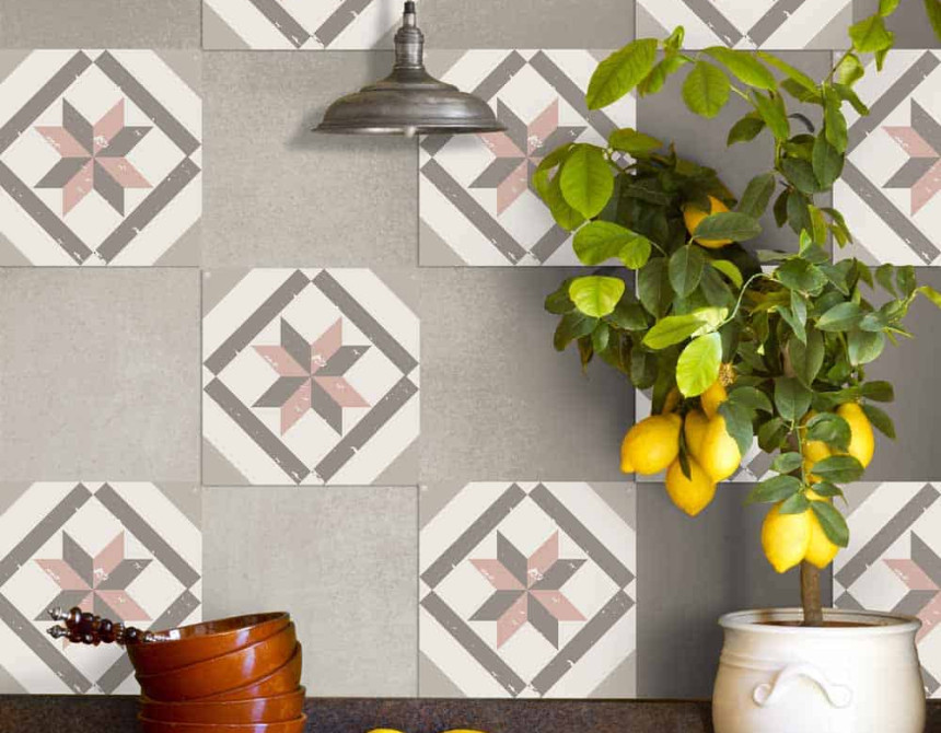Tile Cover Pink πλακάκια διακόσμησης τοίχων κουζίνας & μπάνιου (31224)