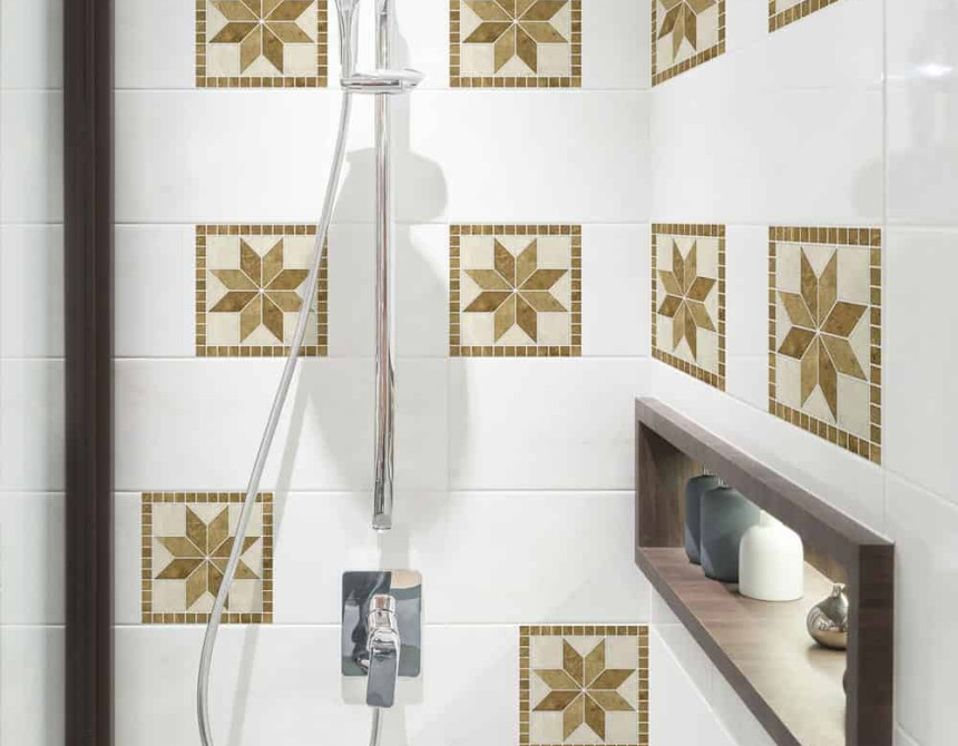 Tile Cover Beige Flowers πλακάκια διακόσμησης τοίχων κουζίνας & μπάνιου (31225)