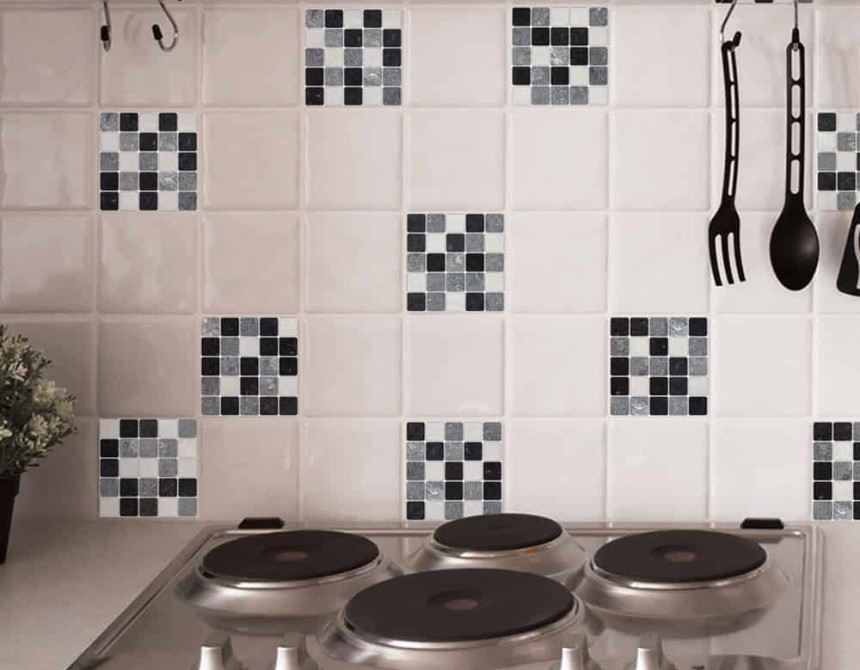 Tile Black & White πλακάκια διακόσμησης τοίχων κουζίνας & μπάνιου (31313)