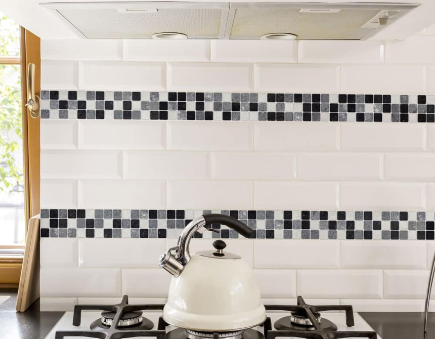 Tile Black & White πλακάκια διακόσμησης τοίχων κουζίνας & μπάνιου (31313)