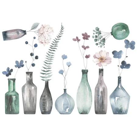 Flowers in Bottles αυτοκόλλητα τοίχου (44241)