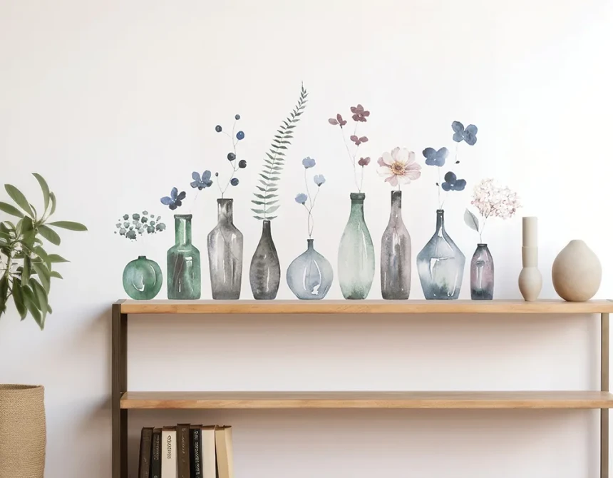 Flowers in Bottles αυτοκόλλητα τοίχου (44241)
