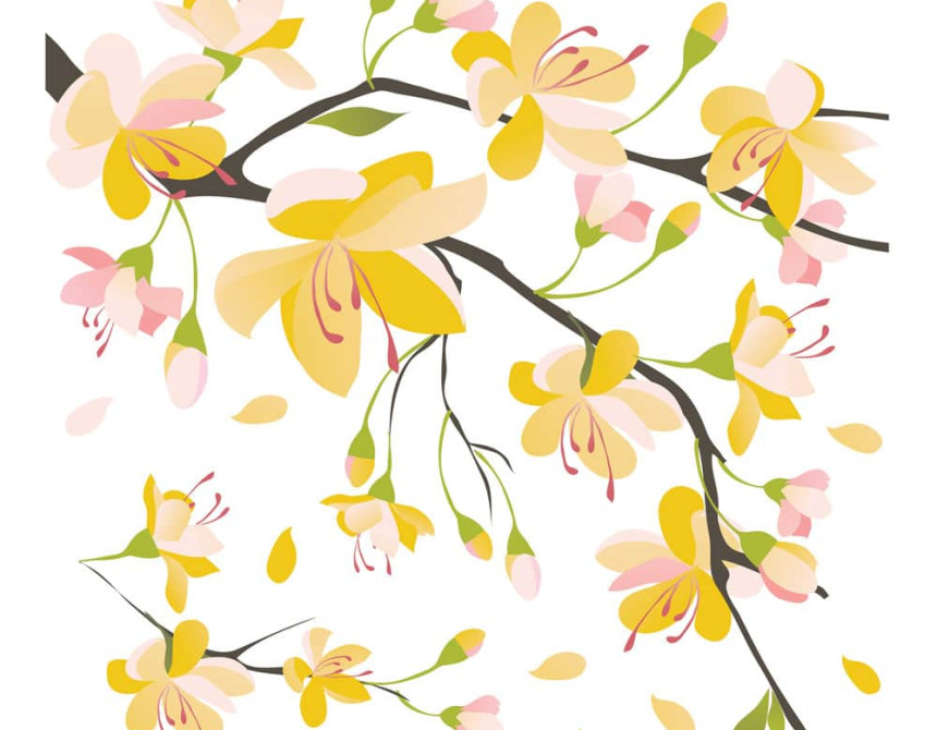 Yellow Branch αυτοκόλλητα τοίχου βινυλίου (54107)