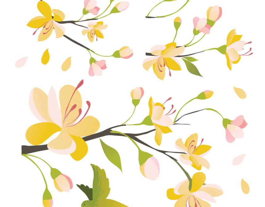 Yellow Branch αυτοκόλλητα τοίχου βινυλίου (54107)